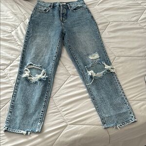 Women's Distressed Blue Jeans